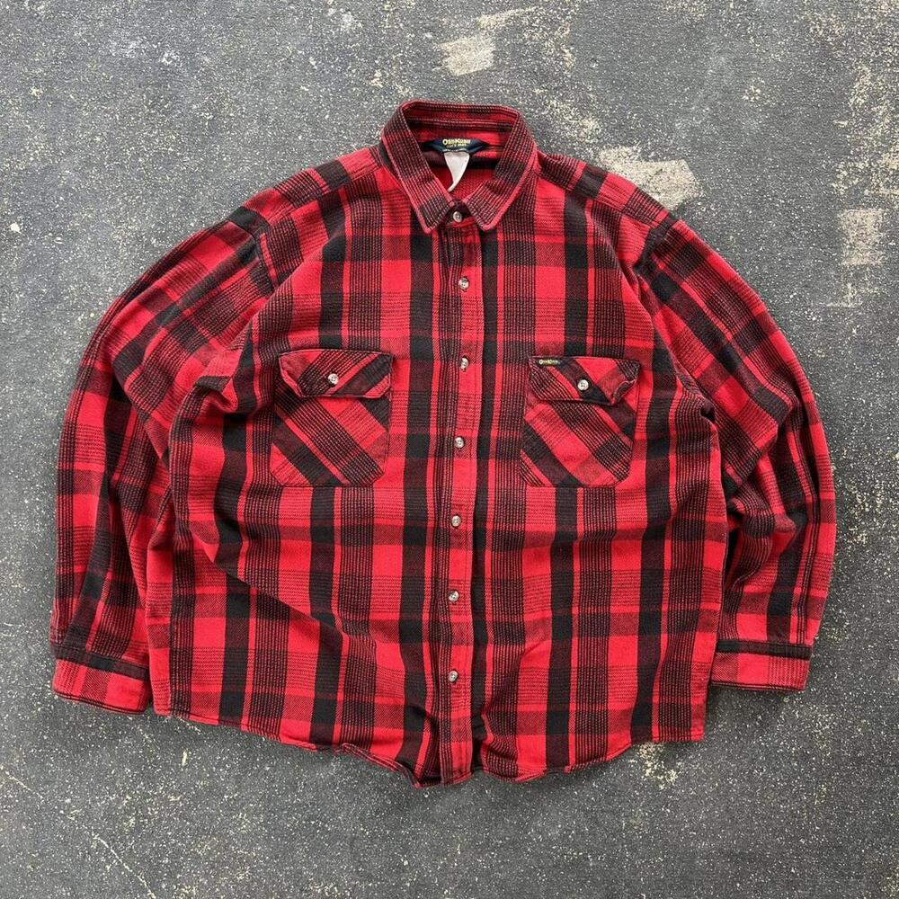 Vintage 90’s Oshkosh Plaid Red Flannel Shirt